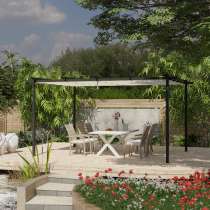 Pérgola de lona manual estándar con estructura Aluminio adosada o autoportante