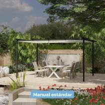 Pérgola de lona manual estándar con estructura Aluminio adosada o autoportante