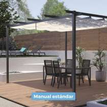 Pérgola de lona manual estándar con estructura Aluminio adosada o autoportante