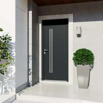 Puerta de entrada Gris 7016 con inserto alunox interior y exterior