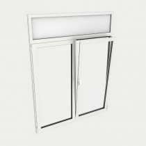 Puerta Balconera Aluminio gama AluMax 2 hojas de la cual 1 oscilobatiente con tapa de registro de persiana