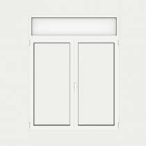 Puerta Balconera Aluminio gama AluMax 2 hojas de la cual 1 oscilobatiente con tapa de registro de persiana