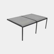 Pérgola bioclimática motorizada (2 módulos) con lamas aluminio orientables, adosada