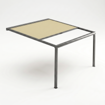 Pérgola con lona retráctil motorizada (1 módulo) aluminio, adosada con 2 postes