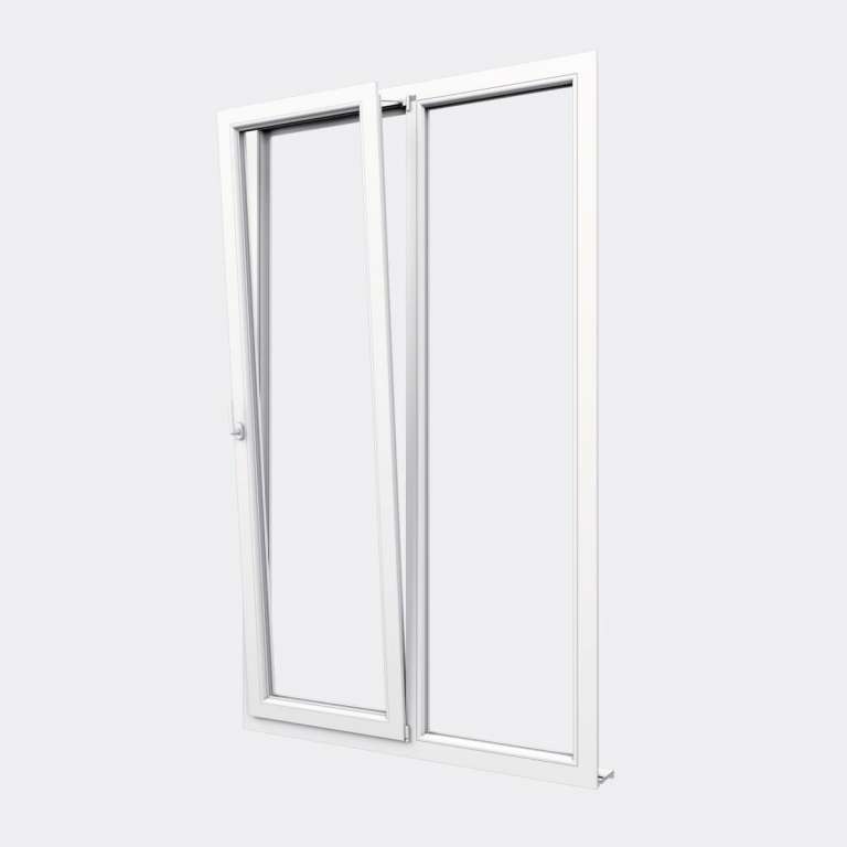 Porte Fenêtre PVC gamme Confort 1 vantail oscillo-battant 1 fixe ouvert