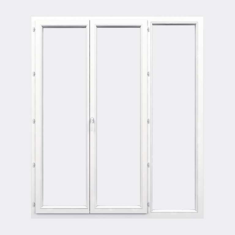 Porte Fenêtre PVC gamme Confort 2 vantaux à la française 1 fixe fermé