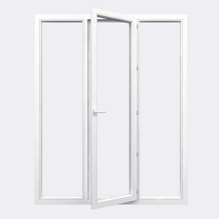 Porte Fenêtre PVC gamme Design 1 vantail à la française 2 fixes ouvert