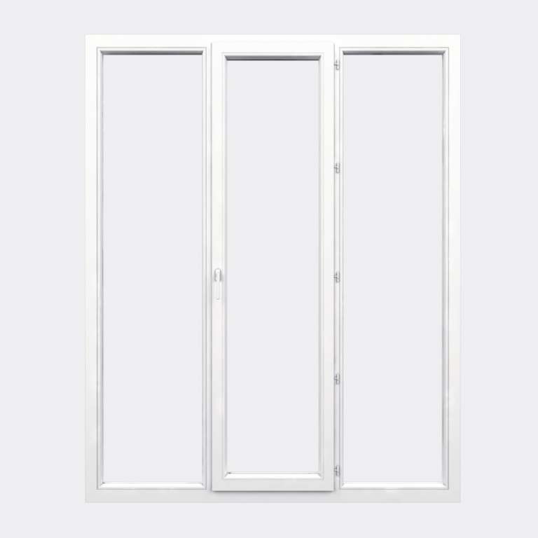 Porte Fenêtre PVC gamme Design 1 vantail à la française 2 fixes fermé