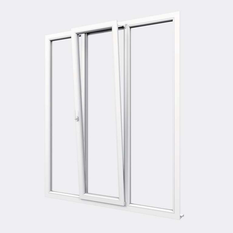 Porte Fenêtre PVC gamme Design 1 vantail oscillo-battant 2 fixes ouvert