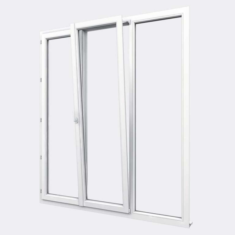 Porte Fenêtre PVC gamme Design 2 vantaux dont 1 oscillo-battant 1 fixe ouvert