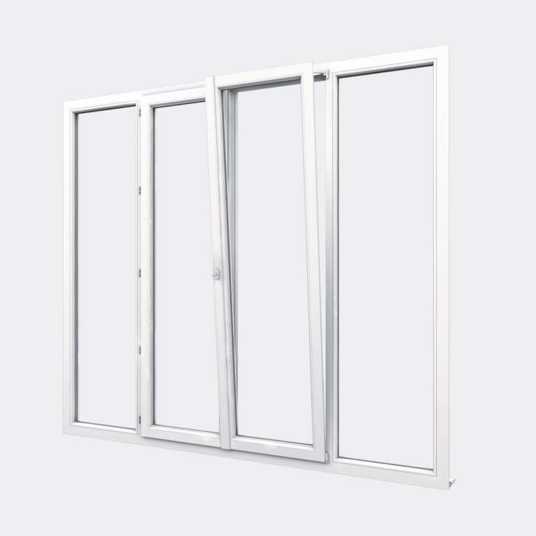 Porte Fenêtre PVC gamme Design 2 vantaux dont 1 oscillo-battant 2 fixes ouvert