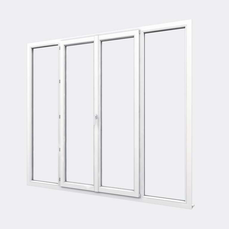 Porte Fenêtre PVC gamme Design 2 vantaux dont 1 oscillo-battant 2 fixes fermé