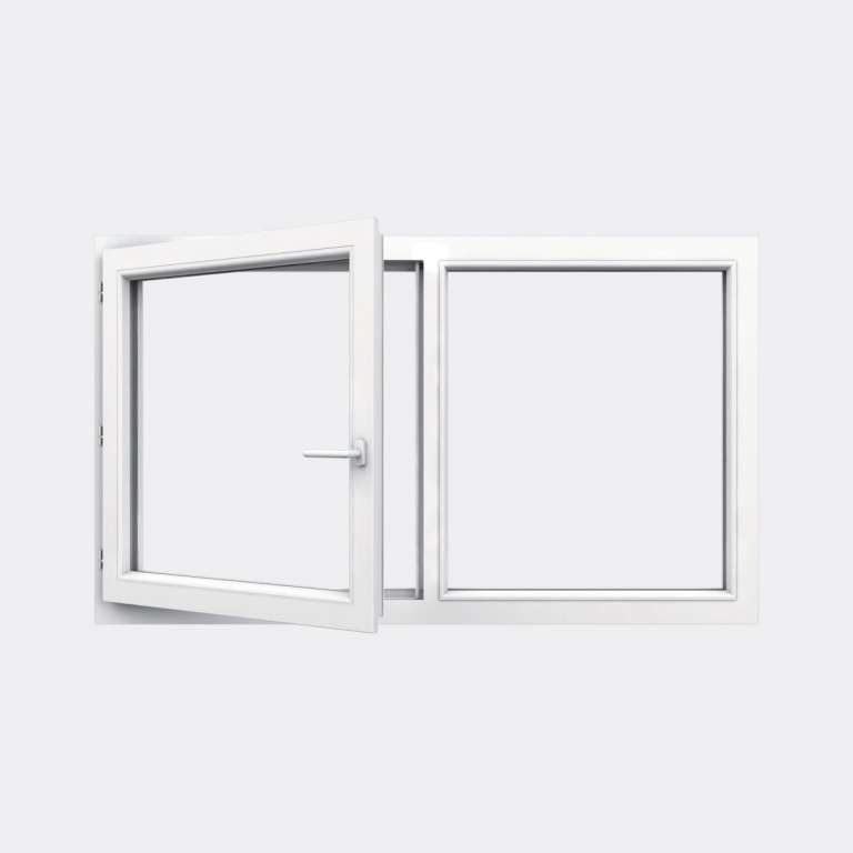 Fenêtre PVC gamme Confort 1 vantail ouverture à la française 1 fixe ouvert