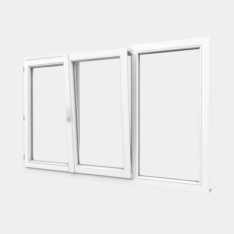Fenêtre PVC gamme Confort 2 vantaux dont 1 oscillo-battant 1 fixe  ouvert