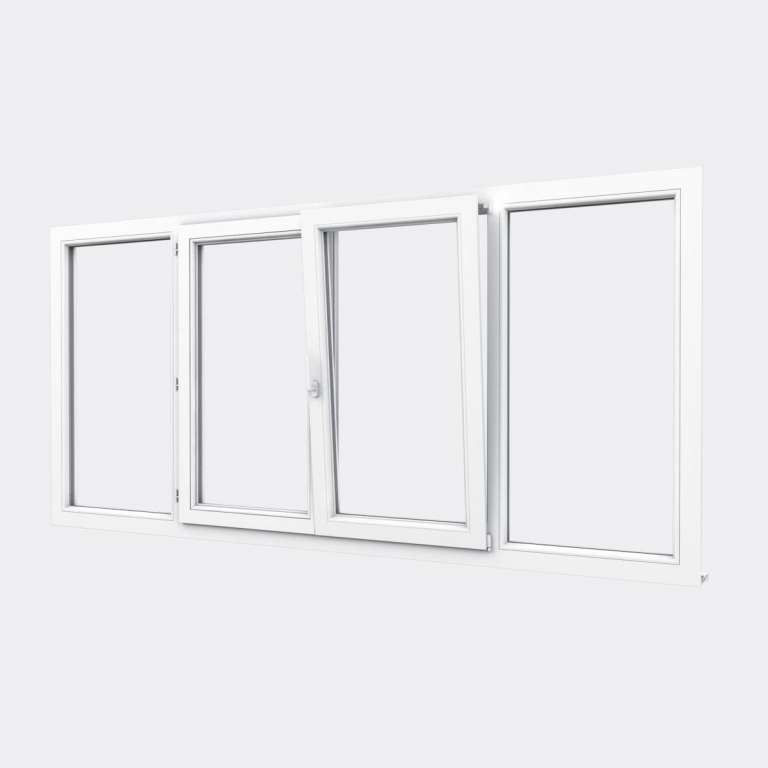 Ventana PVC 2 hojas 1 oscilobatiente + 2 fijas a medida gama confort