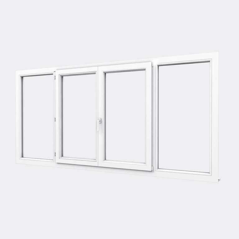 Ventana PVC 2 hojas 1 oscilobatiente + 2 fijas a medida gama confort