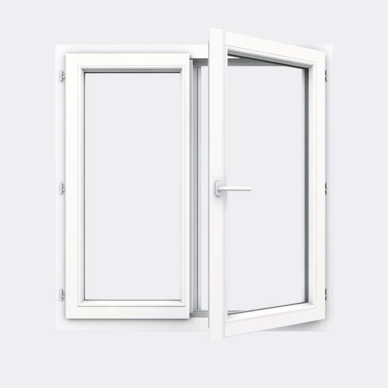 Fenêtre PVC gamme Design 2 vantaux ouverture à la française ouvert