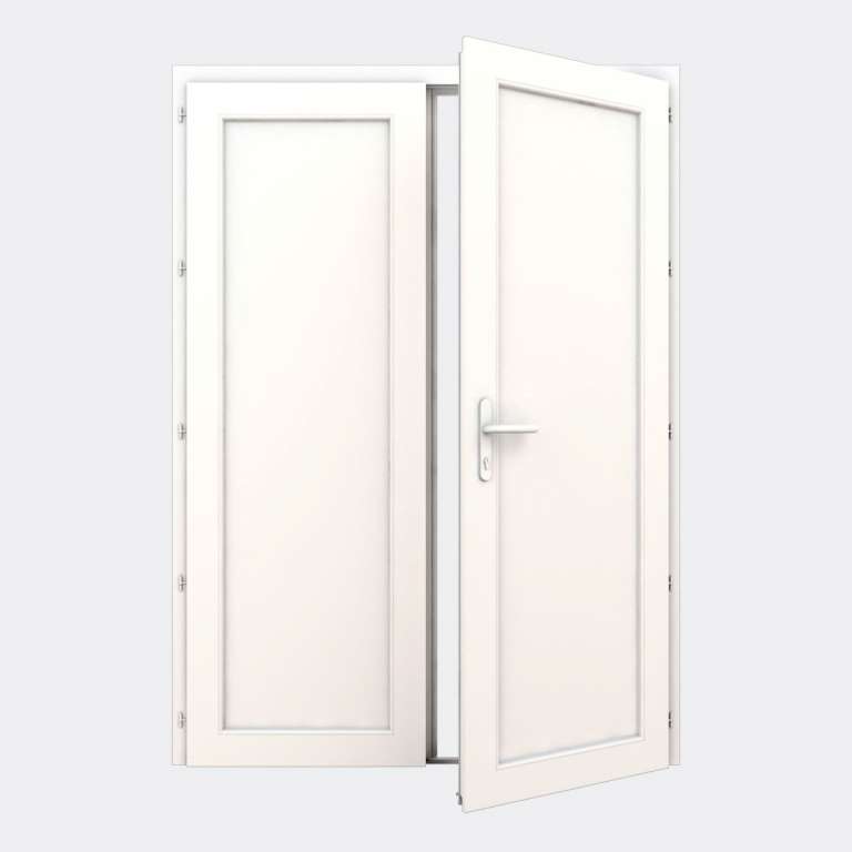 Porte de service pvc confort 2 vantaux blanc ral 9016