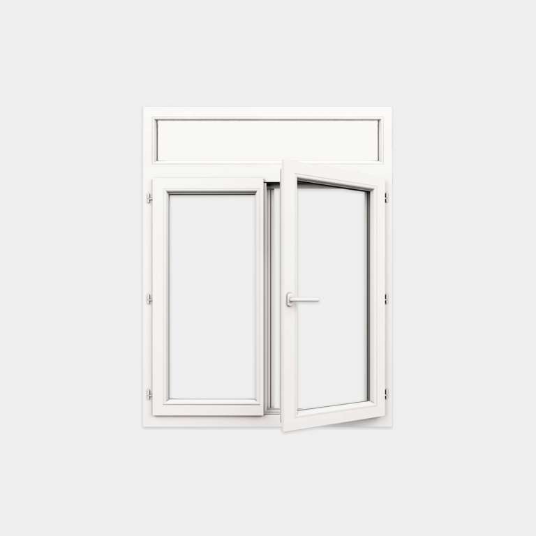 Ventana PVC gama Confort 2 hojas apertura practicable con tapa de registro persiana