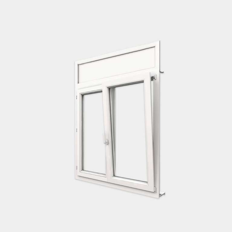 Ventana PVC gama Confort 2 hojas de la cual 1 oscilobatiente con tapa de  registro persiana a medida