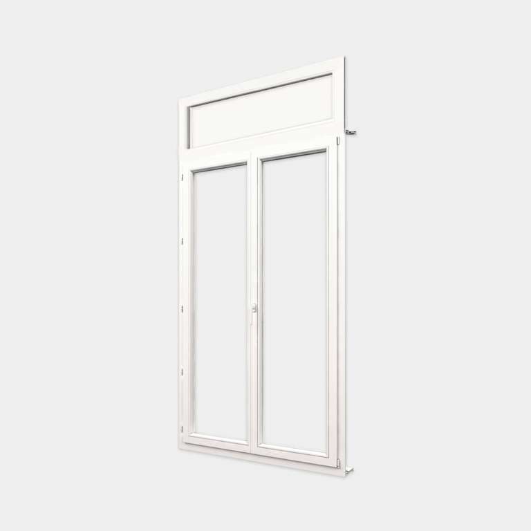 Puerta-Ventana PVC gama Confort 2 hojas de la cual 1 oscilobatiente con tapa de registro persiana