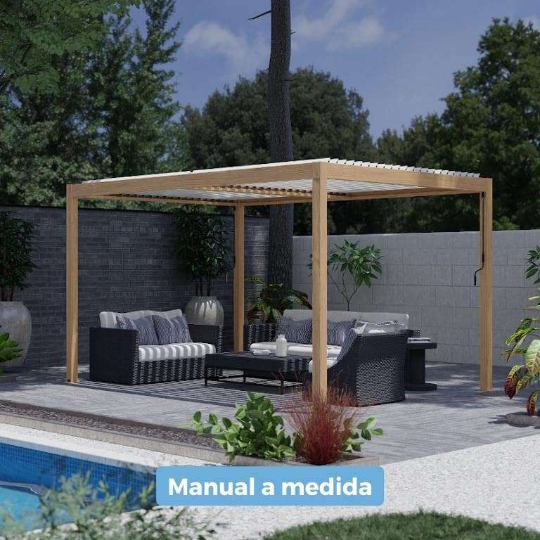 Pérgola bioclimática manual a medida Aluminio lamas paralelas 1 módulo