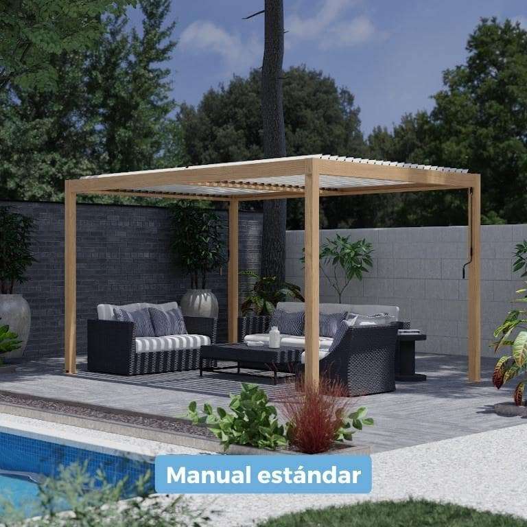 Pérgola bioclimática manual estándar Aluminio lamas paralelas 1 módulo