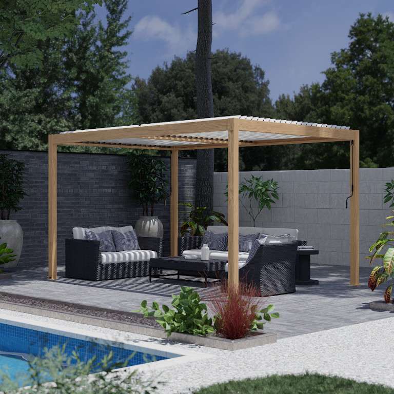 Pérgola bioclimática manual estándar Aluminio lamas paralelas 1 módulo