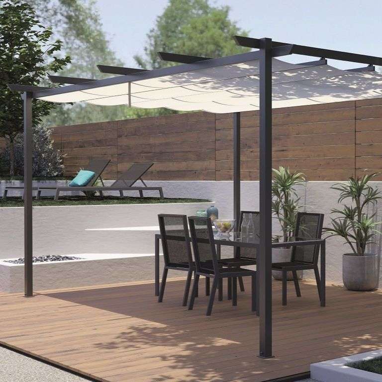 Pérgola de lona manual estándar con estructura Aluminio adosada o autoportante
