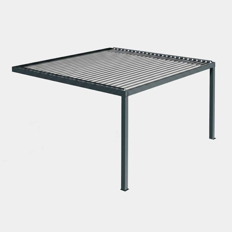 Pérgola bioclimática motorizada (1 módulo) con lamas aluminio orientables, adosada