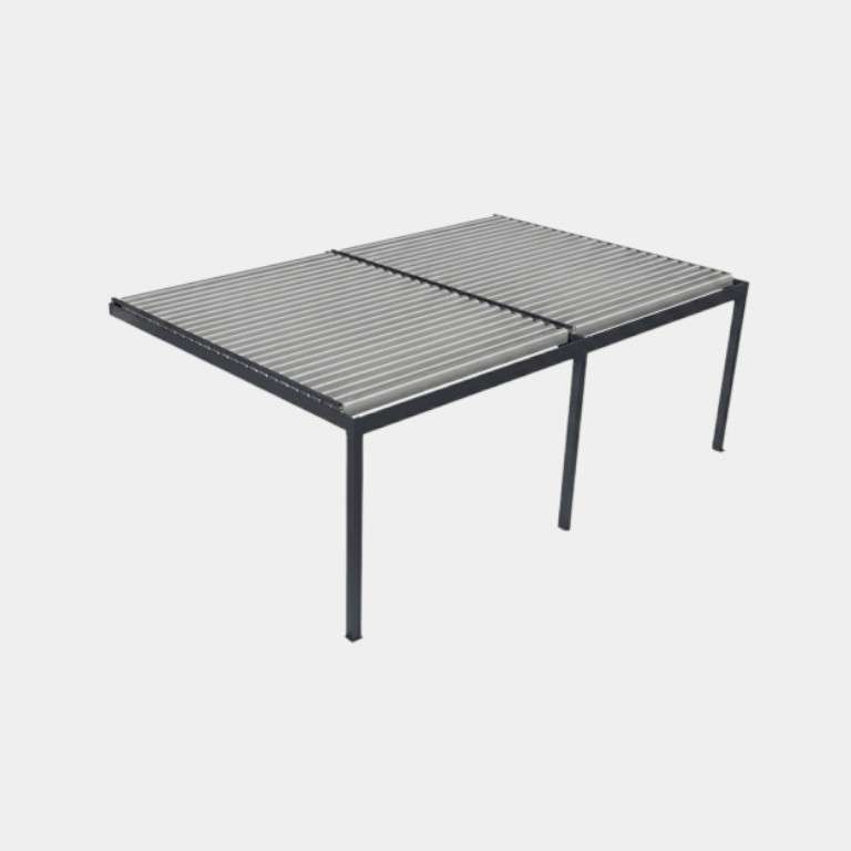 Pérgola bioclimática motorizada (2 módulos) con lamas aluminio orientables, adosada