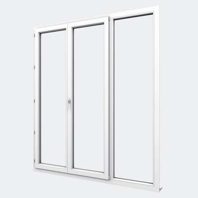 Porte Fenêtre PVC gamme Confort 2 vantaux dont 1 oscillo-battant 1 fixe fermé