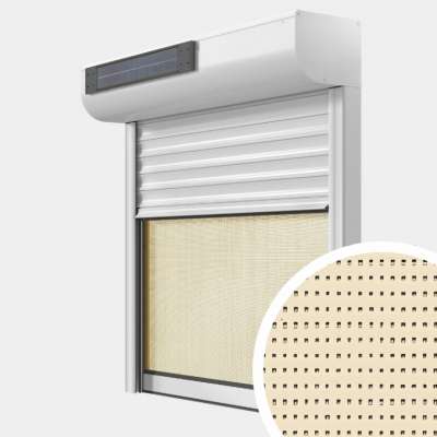 Persiana enrollable Aluminio Renovación motorización radio solar con mosquitera-estore con zoom en el lienzo