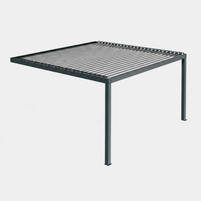 Pérgola bioclimática motorizada (1 módulo) con lamas aluminio orientables, adosada