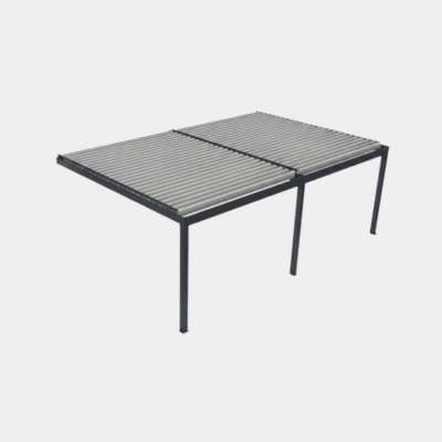 Pérgola bioclimática motorizada (2 módulos) con lamas aluminio orientables, adosada