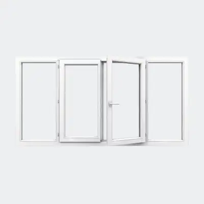 Fenêtre PVC gamme Confort 2 vantaux ouverture à la française 2 fixes ouvert