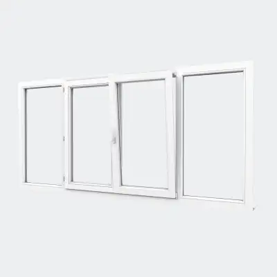 Fenêtre PVC gamme Confort 2 vantaux dont 1 oscillo-battant 2 fixes  ouvert