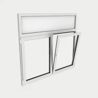 Ventana Aluminio gama AluMax 2 hojas de la cual 1 oscilobatiente con tapa de registro de persiana