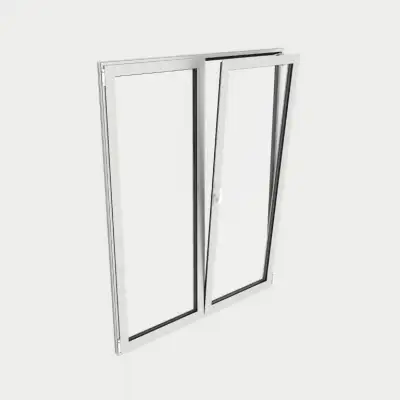 Puerta Balconera Aluminio gama AluMax 2 hojas de la cual 1 oscilobatiente