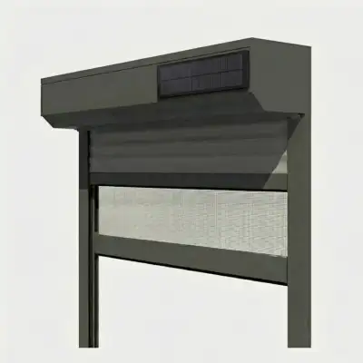 Persiana enrollable Aluminio renovación Solar motorización radio con mosquitera integrada gris