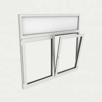 Ventana Aluminio gama AluMax 2 hojas de la cual 1 oscilobatiente con tapa de registro de persiana